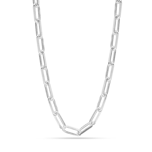 925 Sterling Silver Italian PaperClip Link Chain Necklace for Women 0.45 CM