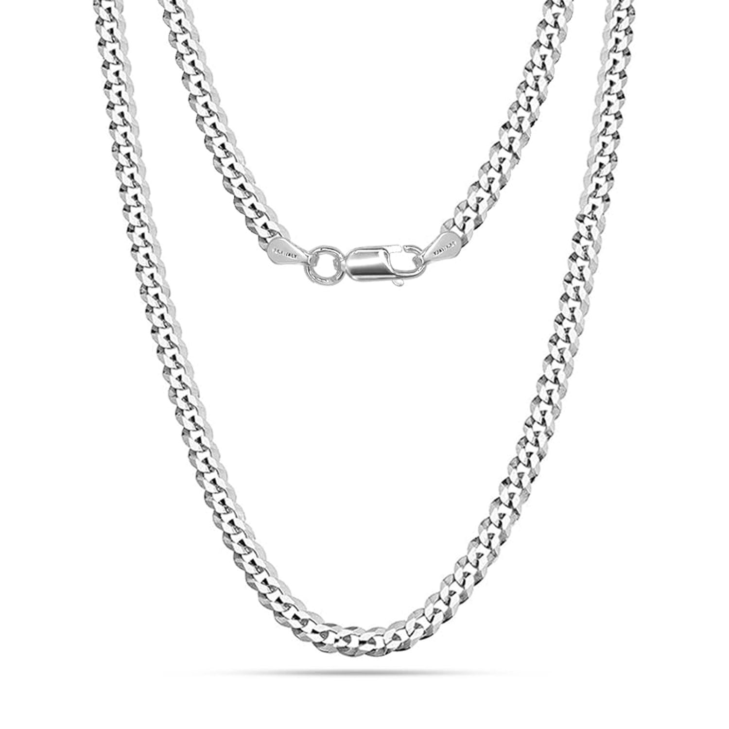 925 Sterling Silver Italian Diamond-Cut Curb Link Chain Necklace for Men and Women 0.6 CM