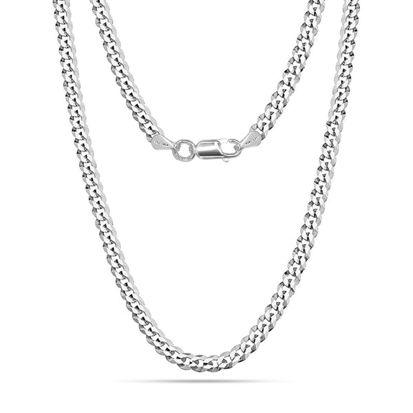 925 Sterling Silver Italian Diamond-Cut Curb Link Chain Necklace for Men and Women 0.6 CM