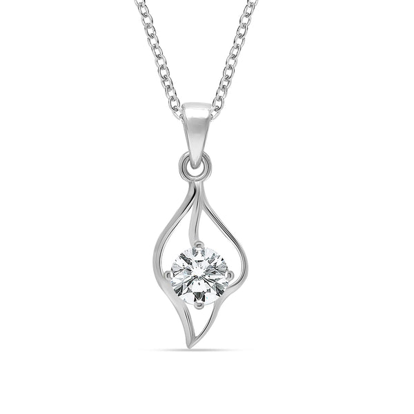 925 Sterling Silver Cubic Zirconia Falling Dew Cable Chain Pendant Necklace for Women Teen