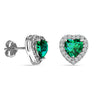 925 Sterling Silver Rhodium Plated Gemstone Halo Heart Stud Earrings for Women
