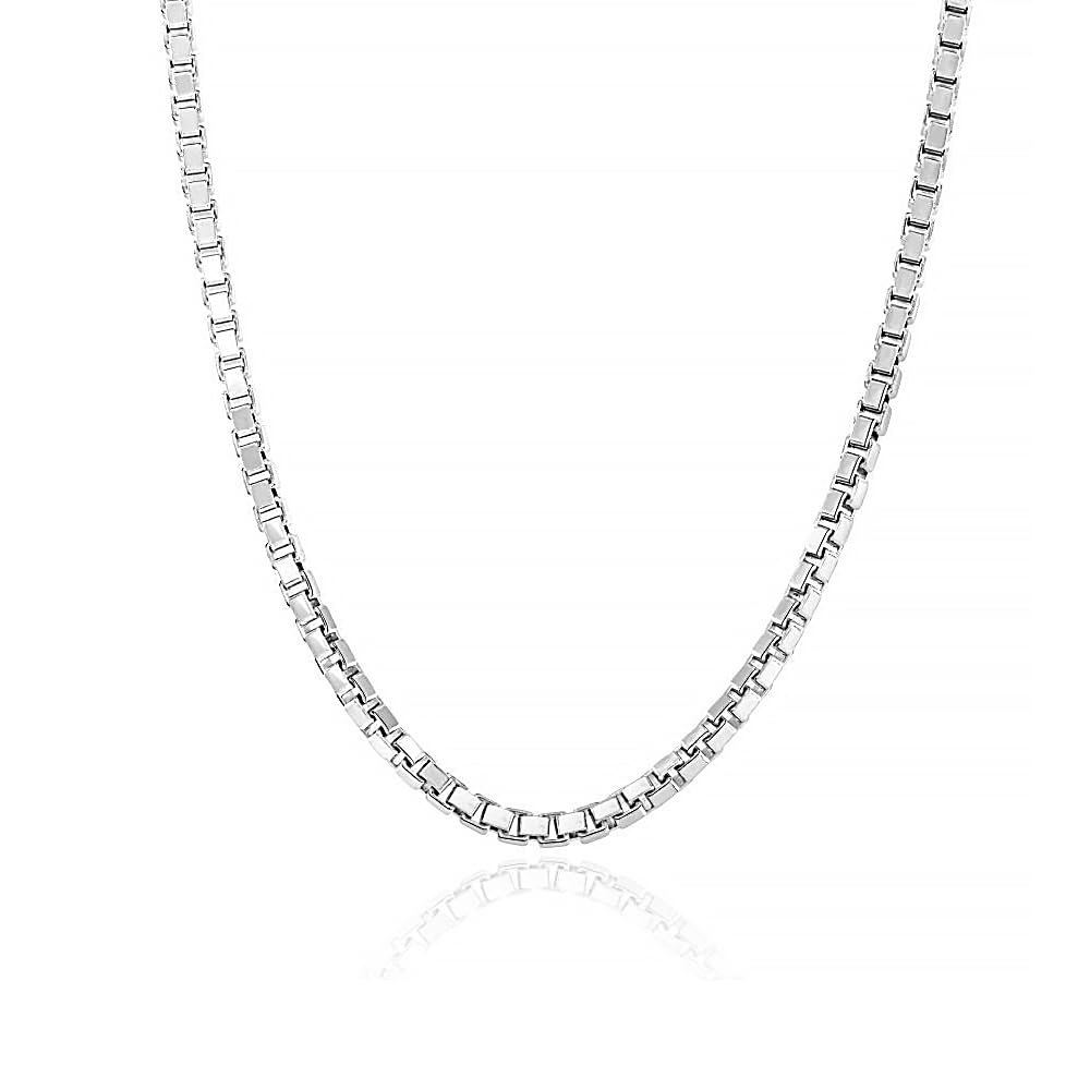 925 Sterling Silver 2 MM Italian Box Chain Necklace for Men and Women