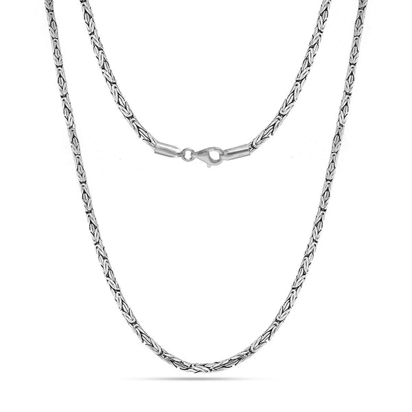 925 Sterling Silver Italian 2.5 MM Round Handmade Classic Byzantine Chain Necklace for Men and Women