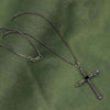 925 Sterling Silver Black Onyx Vintage Gothic Punk Cross Pendant Necklace for Men