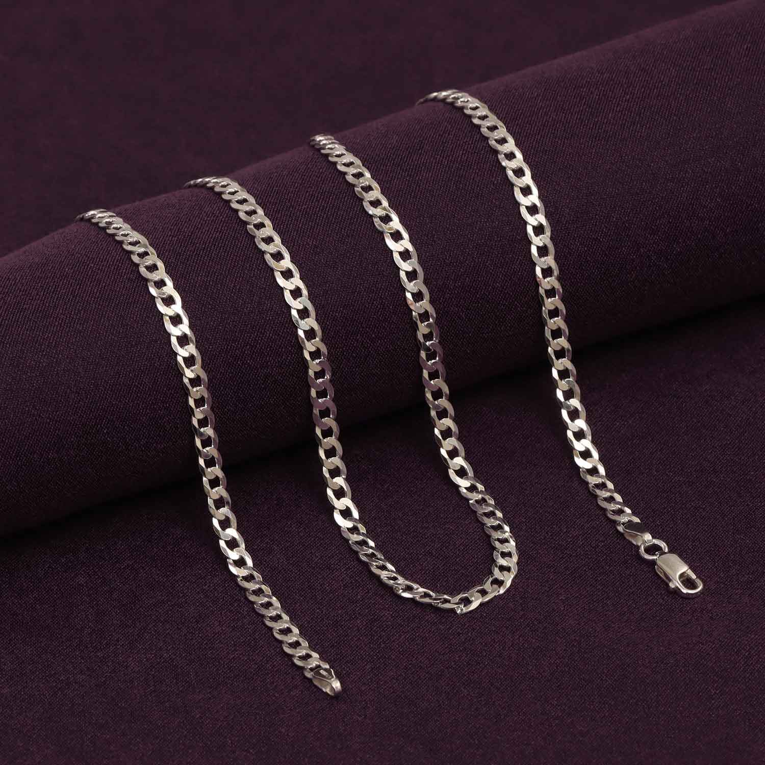 925 Sterling Silver Italian Diamond-Cut Cuban Link Curb Chain Necklace for Women and Men 0.5
