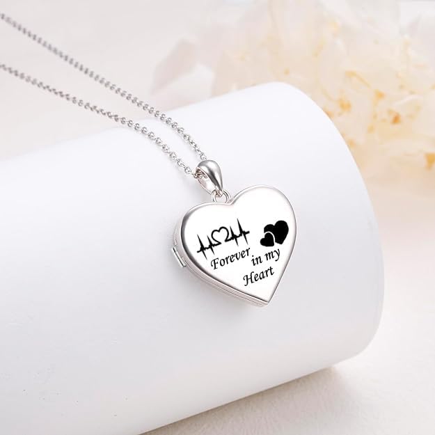 925 Sterling Silver Personalised Openable Heart Couple Photo Name & Message Love Printed Pictures Pendant Necklace with Personalised Photo & Message BOX for Women