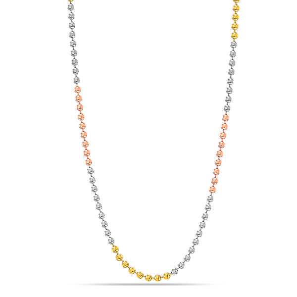 925 Sterling Silver Italian Tricolor Plated Ball Chain Necklace for Women Teens