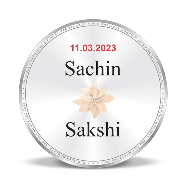 BIS Hallmarked Personalised Silver Coin Newly Married Anniversary 999 Pure