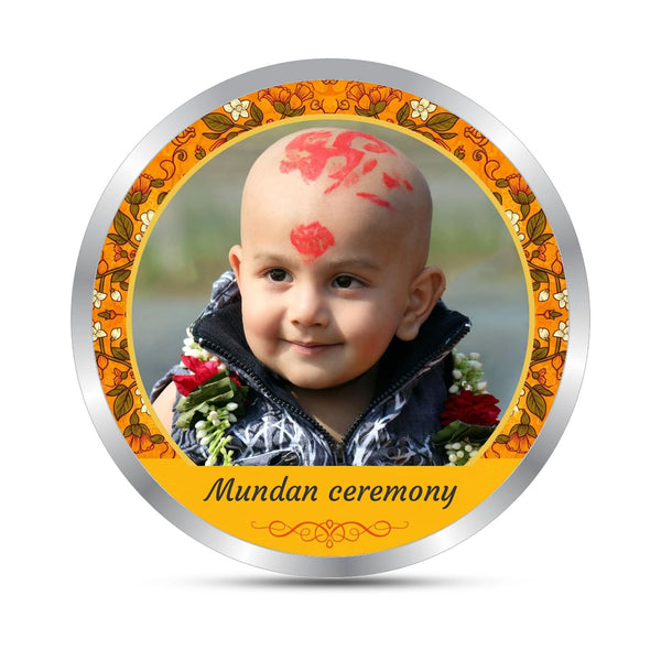 BIS Hallmarked Personalised Mundan Ceremony Silver Coin With 999 Purity