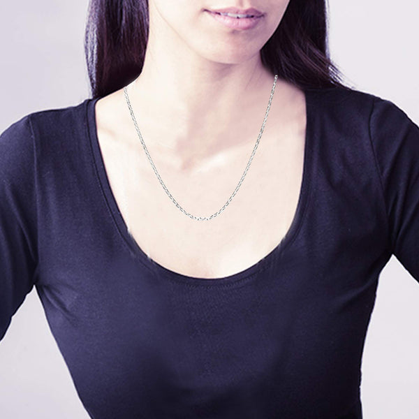 925 Sterling Silver Italian Cable Chain Necklace for Teen and Women