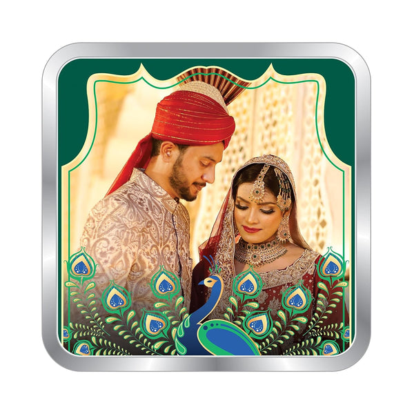 BIS Hallmarked Personalised Newly Married Anniversary Square Silver Coin 999 Pure