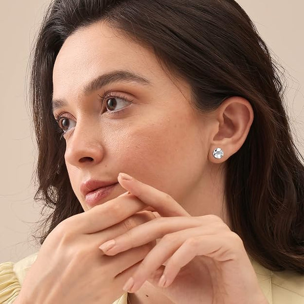 925 Sterling Silver Light-Weight Ball Post Stud Earrings for Women