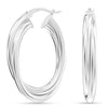 925 Sterling Silver Jewellery Intertwining Oval Shape Click-Top Hoop Earrings for Women