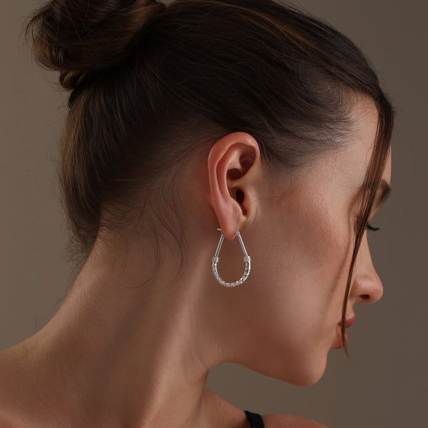 925 Sterling Silver Italian Design Hoop Earrings for Women