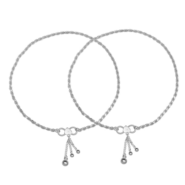925 Sterling Silver Hanging Charm Payal Anklets for Women (PAIR ANKLET)
