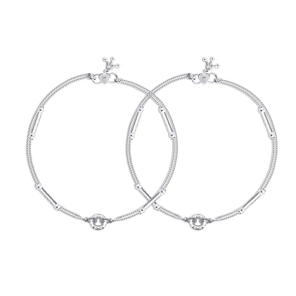 925 Sterling Silver Oxidised Antique Chain Anklets for Women (PAIR ANKLET)