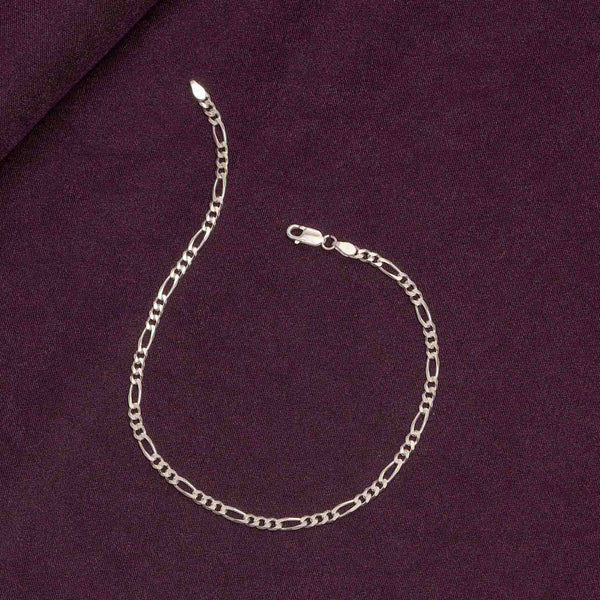 925 Sterling Silver Figaro Link Chain Anklets for Women and Girls (SINGLE ANKLET)
