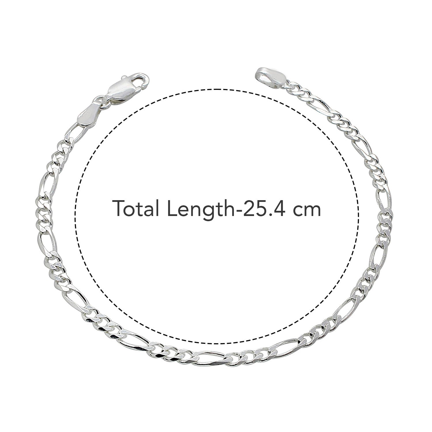 925 Sterling Silver Figaro Link Chain Anklets for Women and Girls (SINGLE ANKLET)