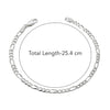 925 Sterling Silver Figaro Link Chain Anklets for Women and Girls (SINGLE ANKLET)