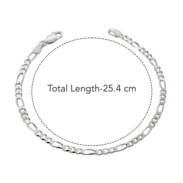 925 Sterling Silver Figaro Link Chain Anklets for Women and Girls (SINGLE ANKLET)
