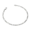 925 Sterling Silver Figaro Link Chain Anklets for Women and Girls (SINGLE ANKLET)