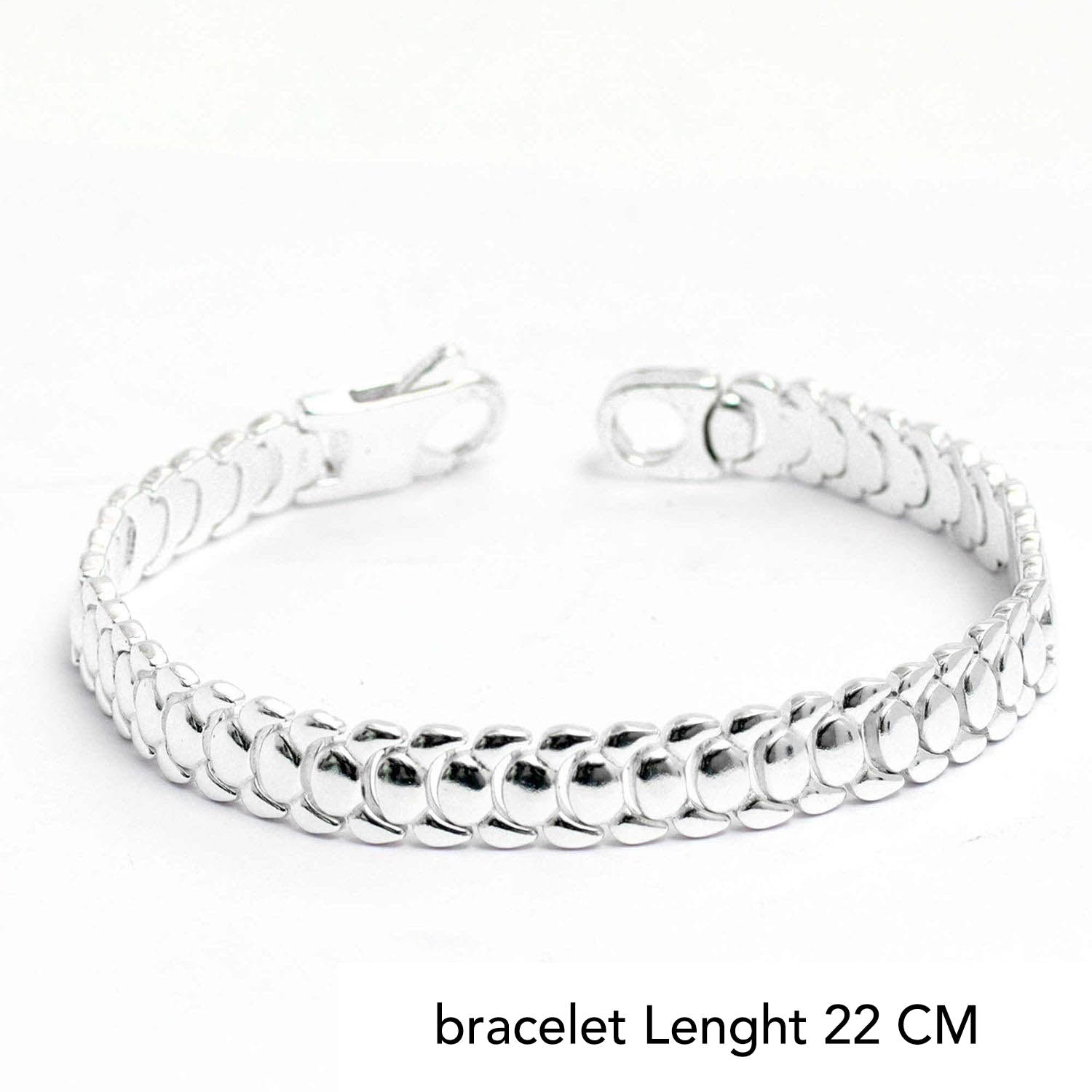 925 Sterling Silver Fancy Link Chain Bracelet for Men 22 CM