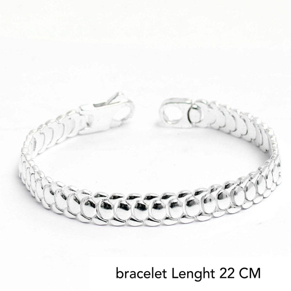 925 Sterling Silver Fancy Link Chain Bracelet for Men 22 CM