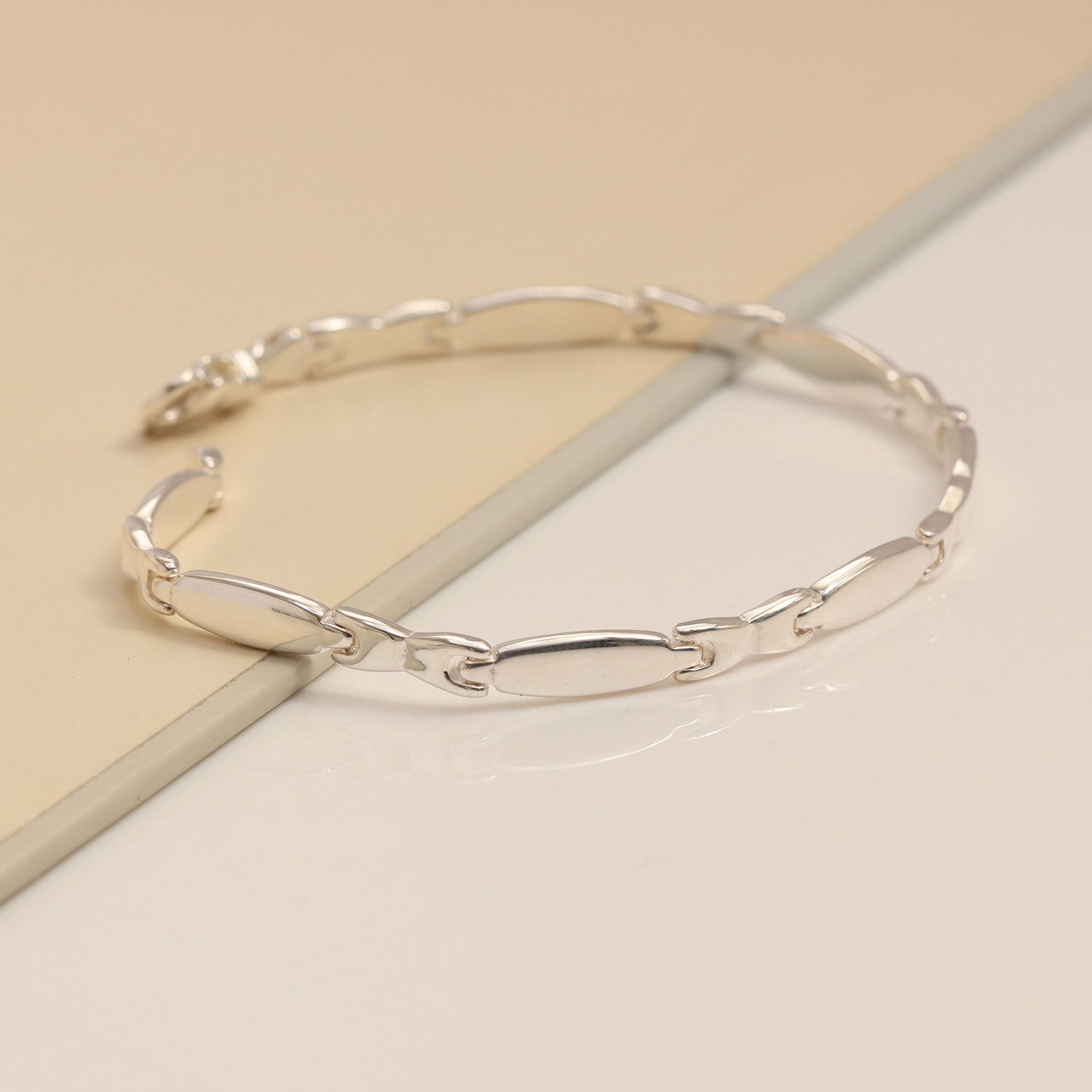 925 Sterling Silver Designer Chain Link Bracelet for Men 22 CM