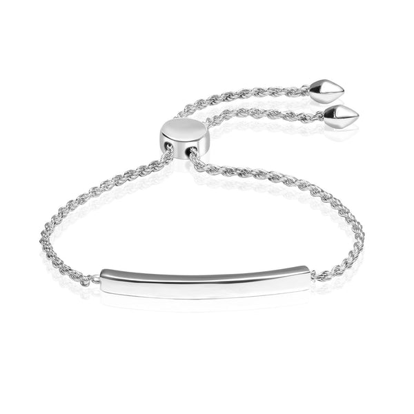 925 Sterling Silver Rope Chain Adjustable Bolo Bracelet for Women and Girls