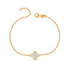 925 Sterling Silver 18K Gold-Plated Mother of Pearl Flower Clover Bracelet for Women Teen