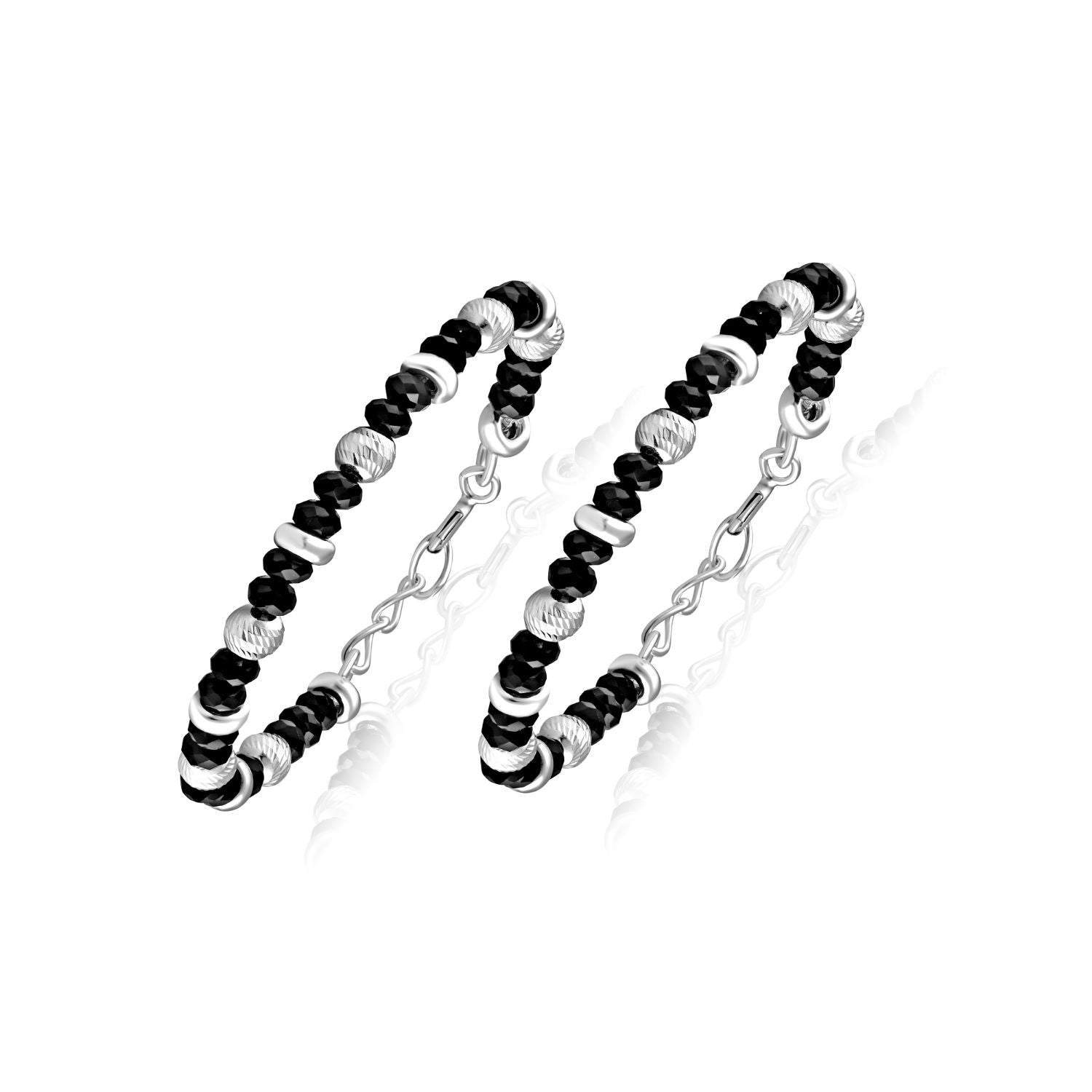 925 Sterling Silver Black Beads Nazariya Bracelet for Kids