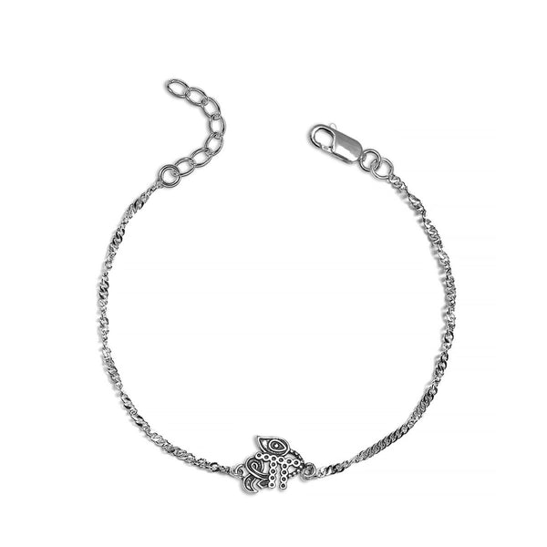 925 Sterling Silver Shree Letter With Peacok Feather Bracelet for Men and Boys