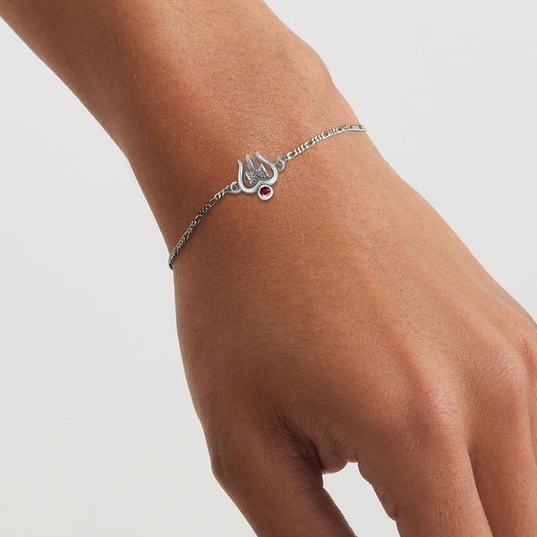 925 Sterling Silver Antique Shiva Trishul Quirky Bracelet for Men and Boys