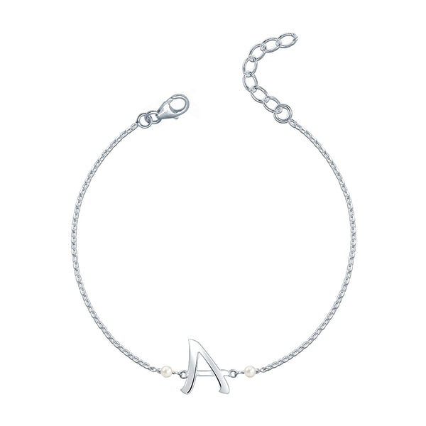 Personalised 925 Sterling Silver Letter Anklet with Pearl for Women and Girls (SINGLE ANKLET)