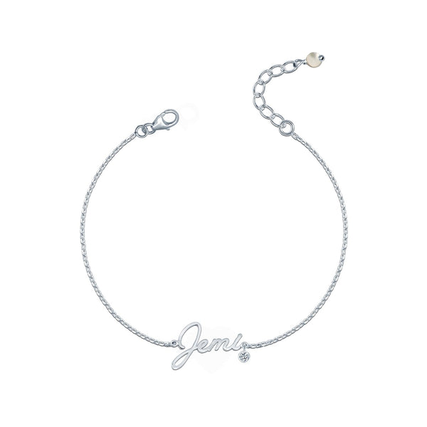 Personalised 925 Sterling Silver Name Signature Font Name Anklet for Womens and Girls (SINGLE ANKLET)