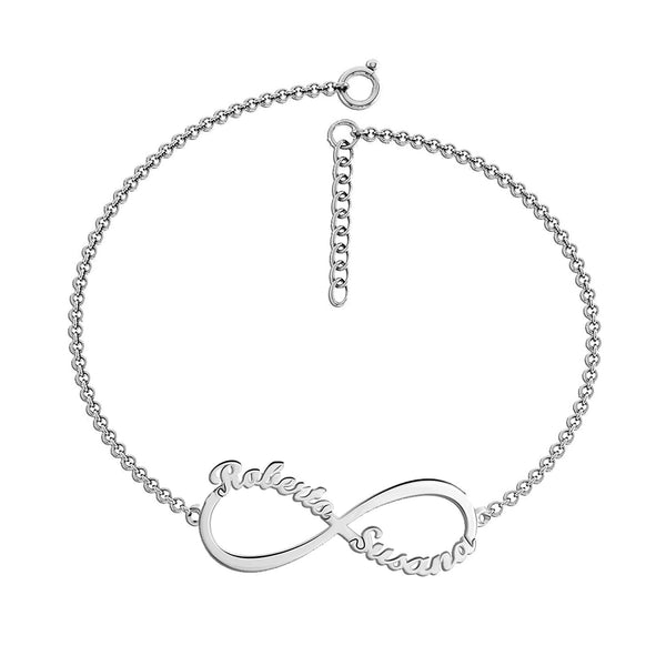 Personalised 925 Sterling Silver Initial Infinity Name Couple Bracelet for Teen Women