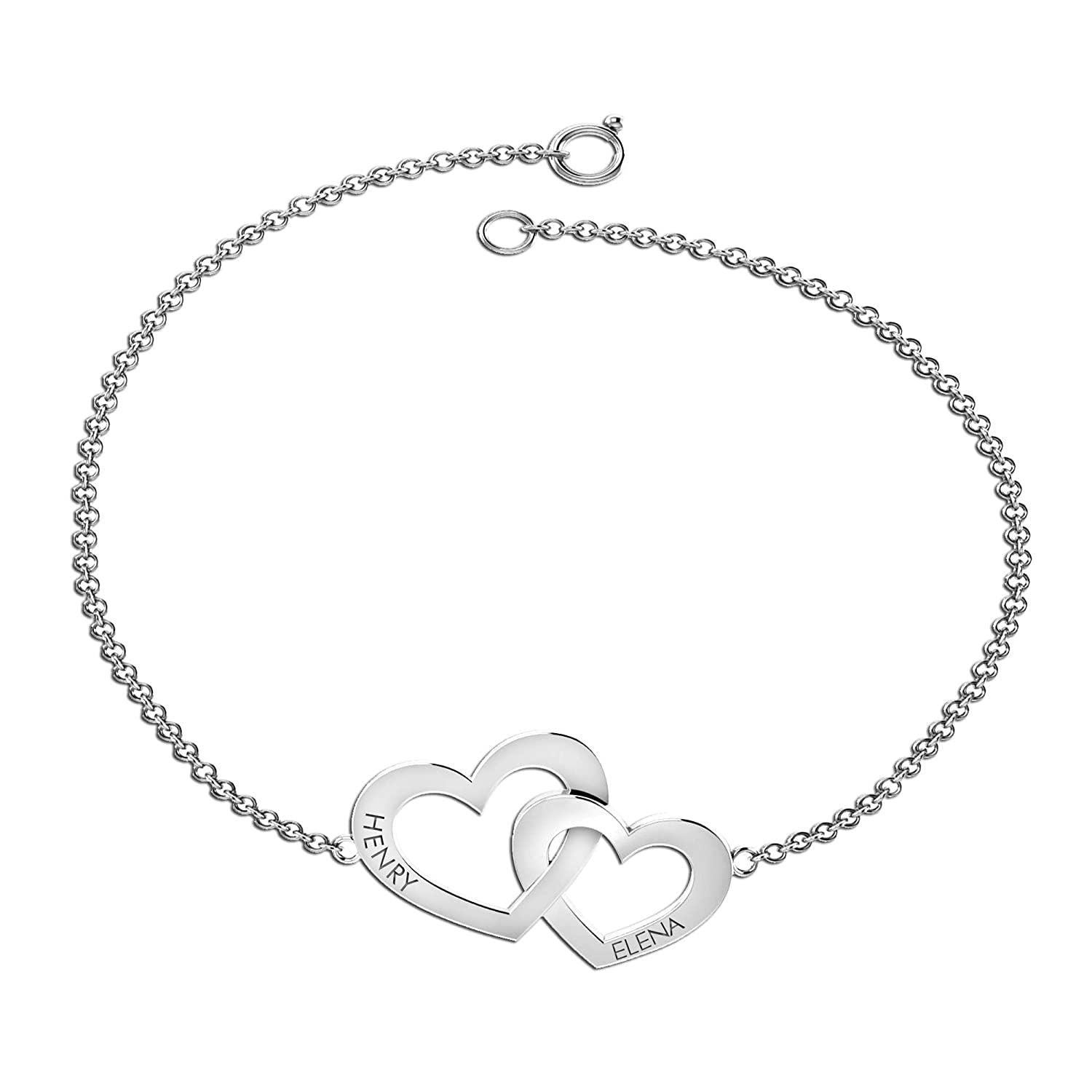 Personalised Heart 925 Sterling Silver Bracelet for Women