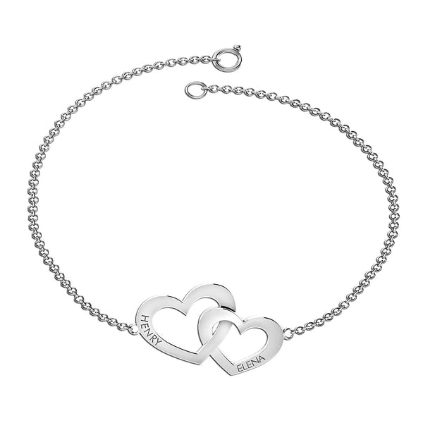 Personalised Heart 925 Sterling Silver Bracelet for Women