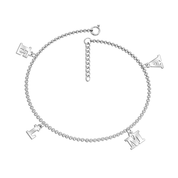 Personalised 925 Sterling Silver Initial Name Charm Bracelet for Women Teen