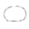 Personalised 925 Sterling Silver Engraved Name Figaro Chain Bracelet for Men and Boys