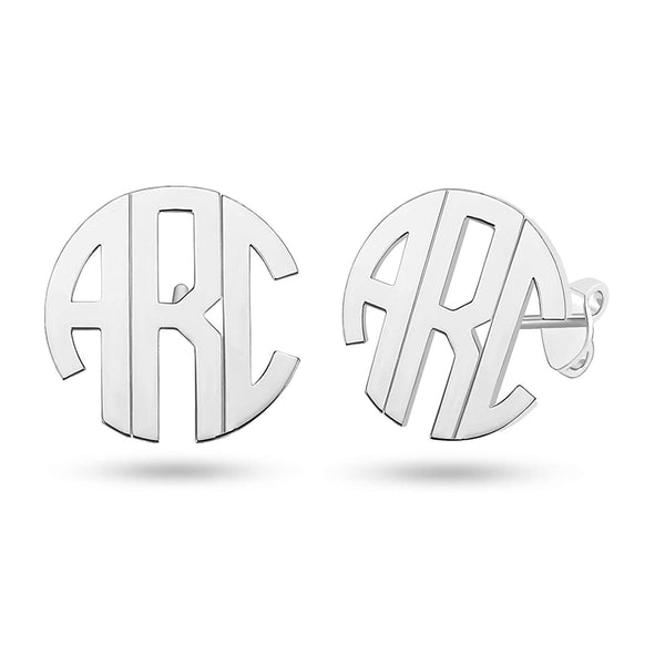 Personalised 925 Sterling Silver Monogram Initial Stud Earrings for Teen Women