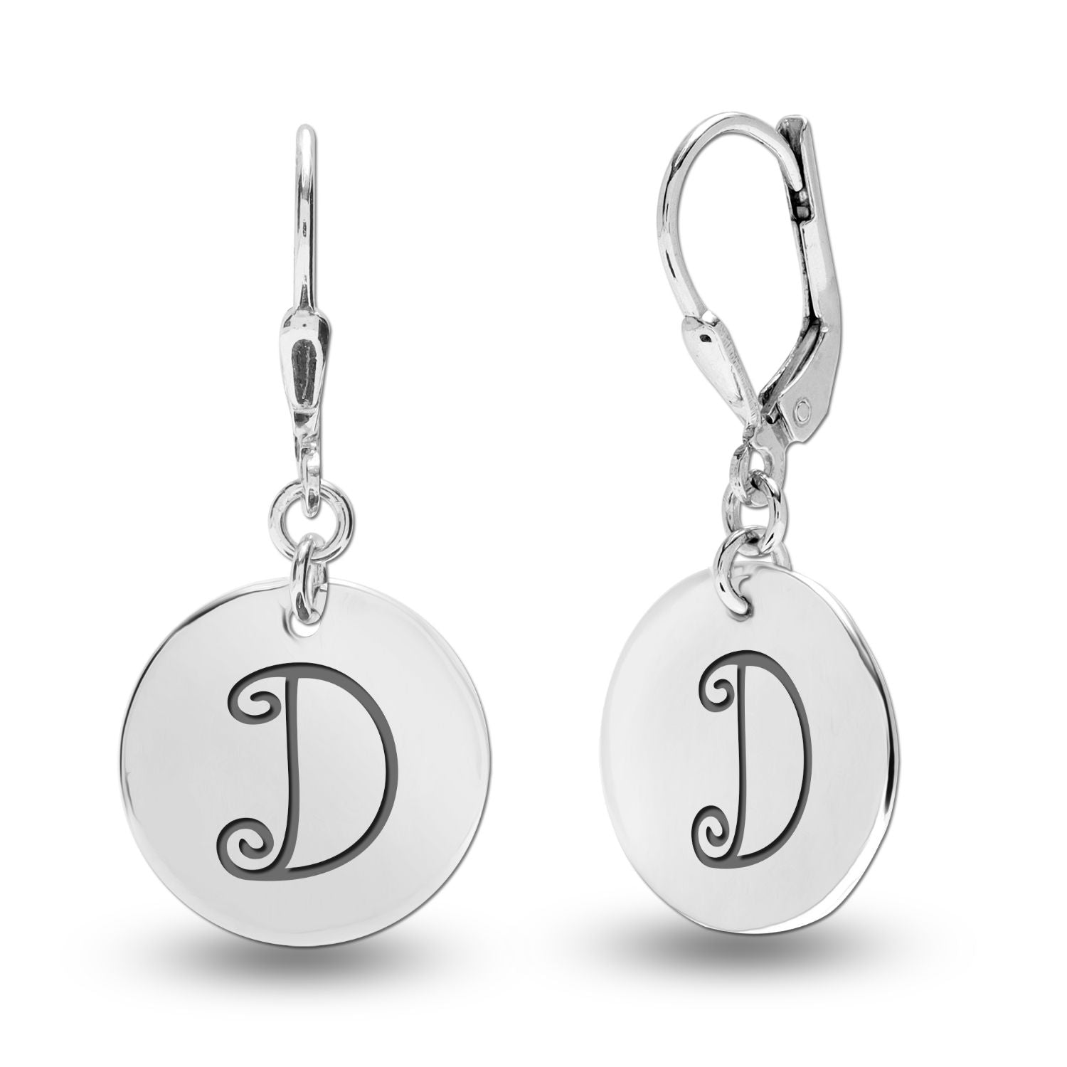 LeCalla Buy 925 Sterling Silver Personalised Engraved Lever Back Earrings For Women