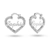 Personalised 925 Sterling Silver Name Heart Bamboo Hoop Earrings for Teen Women