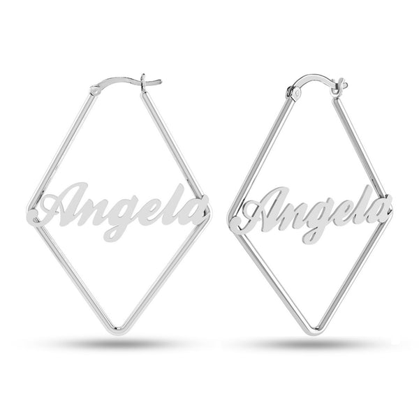 Personalised 925 Sterling Silver Name Hoop Earrings for Teen Women