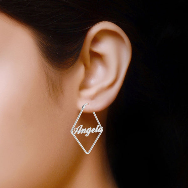 Personalised 925 Sterling Silver Name Hoop Earrings for Teen Women