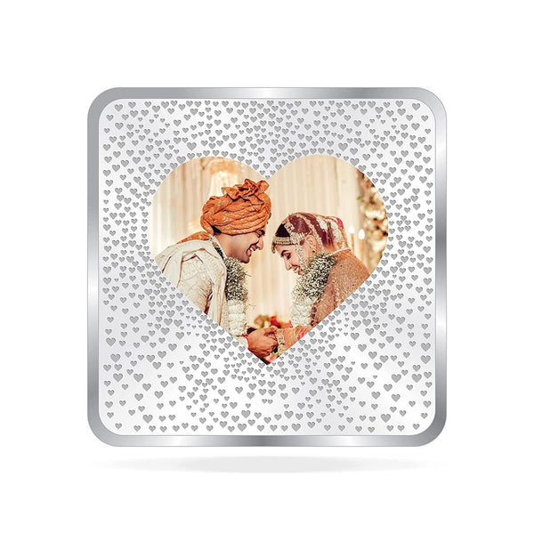 BIS Hallmarked Personalised Silver Square Coin Newly Married 50 Gram 999 Pure