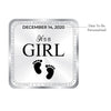 BIS Hallmarked Personalised Silver Square Coin New Born Baby Girl 20 Gram 999 Pure