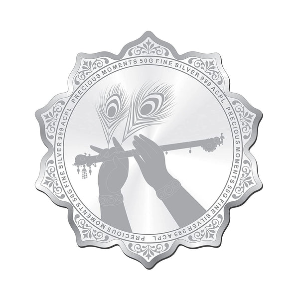 BIS Hallmarked Radha Krishna lotus Design 999 Pure Silver Coin