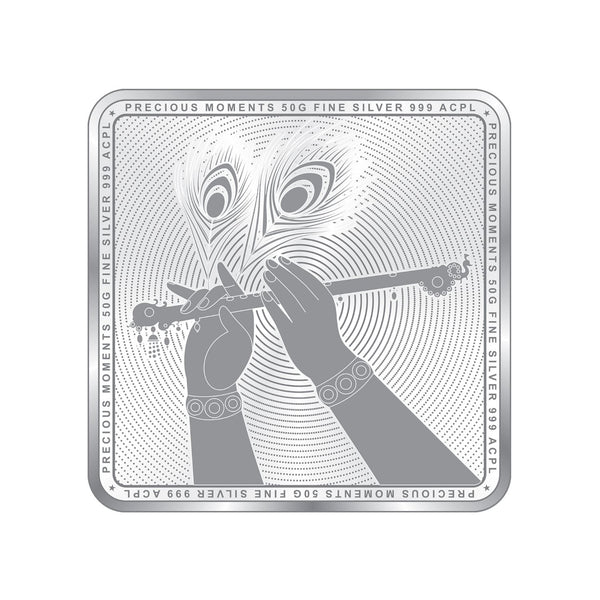 BIS Hallmarked Radha Krishna Square Silver Coin 999 Pure