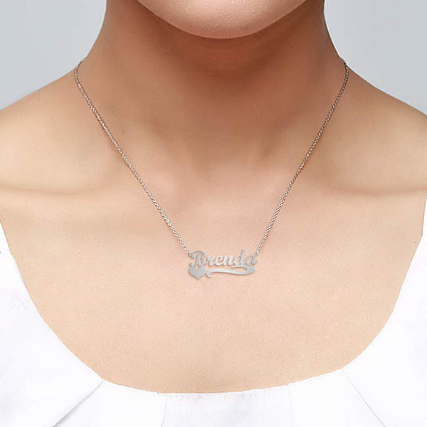 Personalised 925 Sterling Silver Name with Heart Necklace for Teen Women